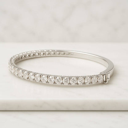 Lab Grown Diamond Tennis Bracelet 14K Gold Half Bezel Set