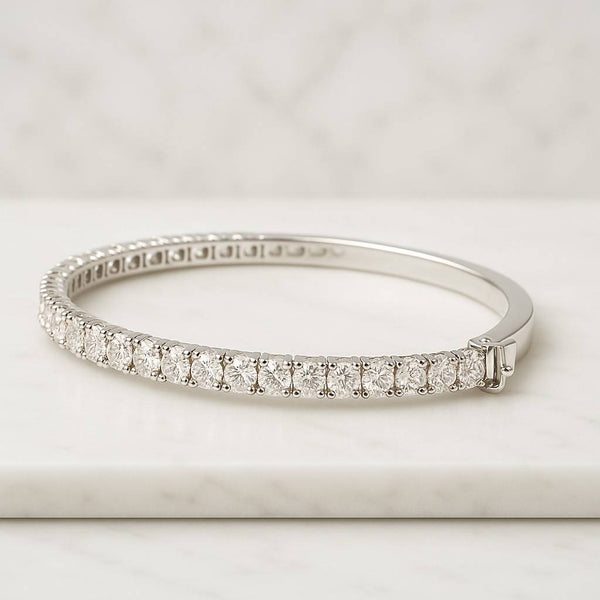 Lab Grown Diamond Tennis Bracelet 14K Gold Half Bezel Set