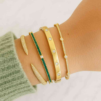 Round Diamond Daily Wear Bangle 14K Solid Gold Bangle Conflict Free Diamond Wedding Bangle