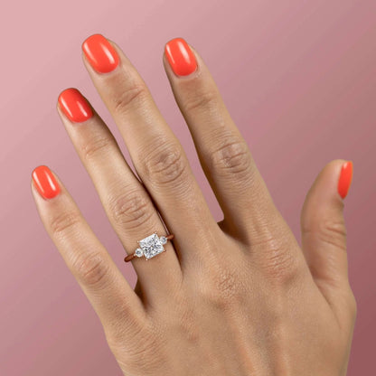 Sterling Silver 925 engagement ring with 3CT princess cut simulated diamond and hidden halo