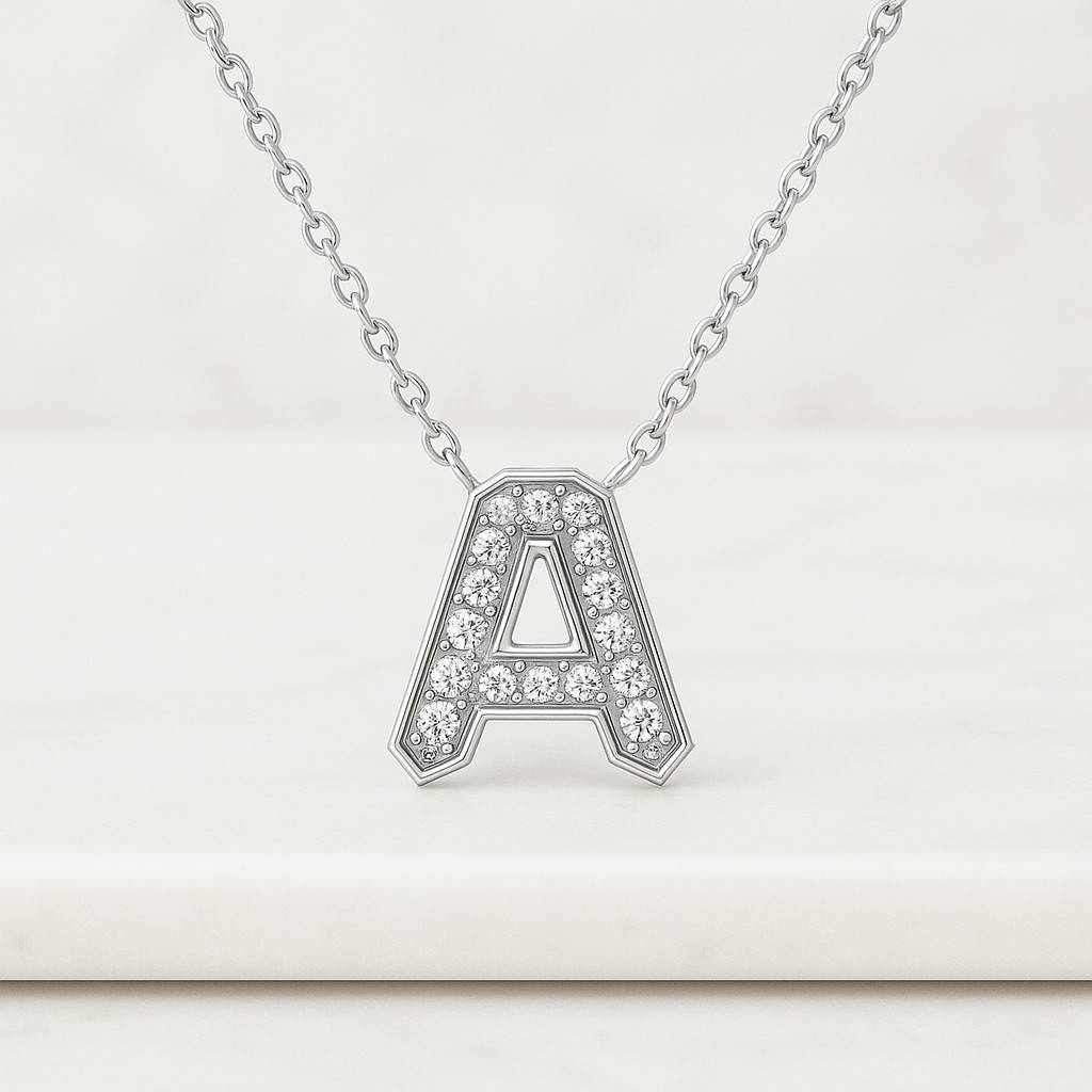 Sterling Silver Capitalized Mama CZ Necklace