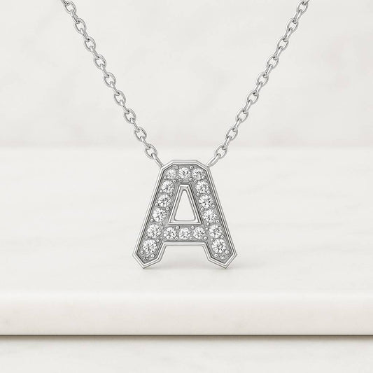 Sterling Silver Capitalized Mama CZ Necklace