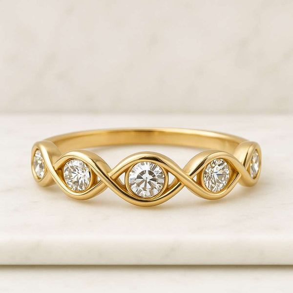 Sterling Silver Half Eternity Band CZ Wedding Anniversary Ring