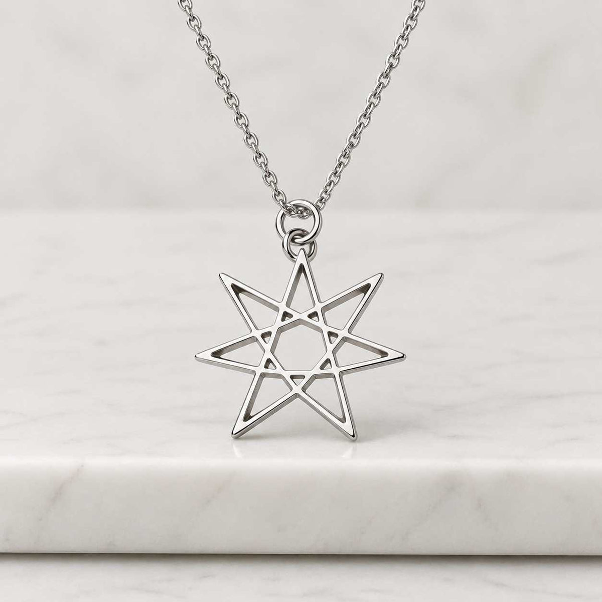 Sterling Silver Seven Pointed Star Pendant – Wiccan Faery Symbol

