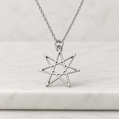 Sterling Silver Seven Pointed Star Pendant – Wiccan Faery Symbol
