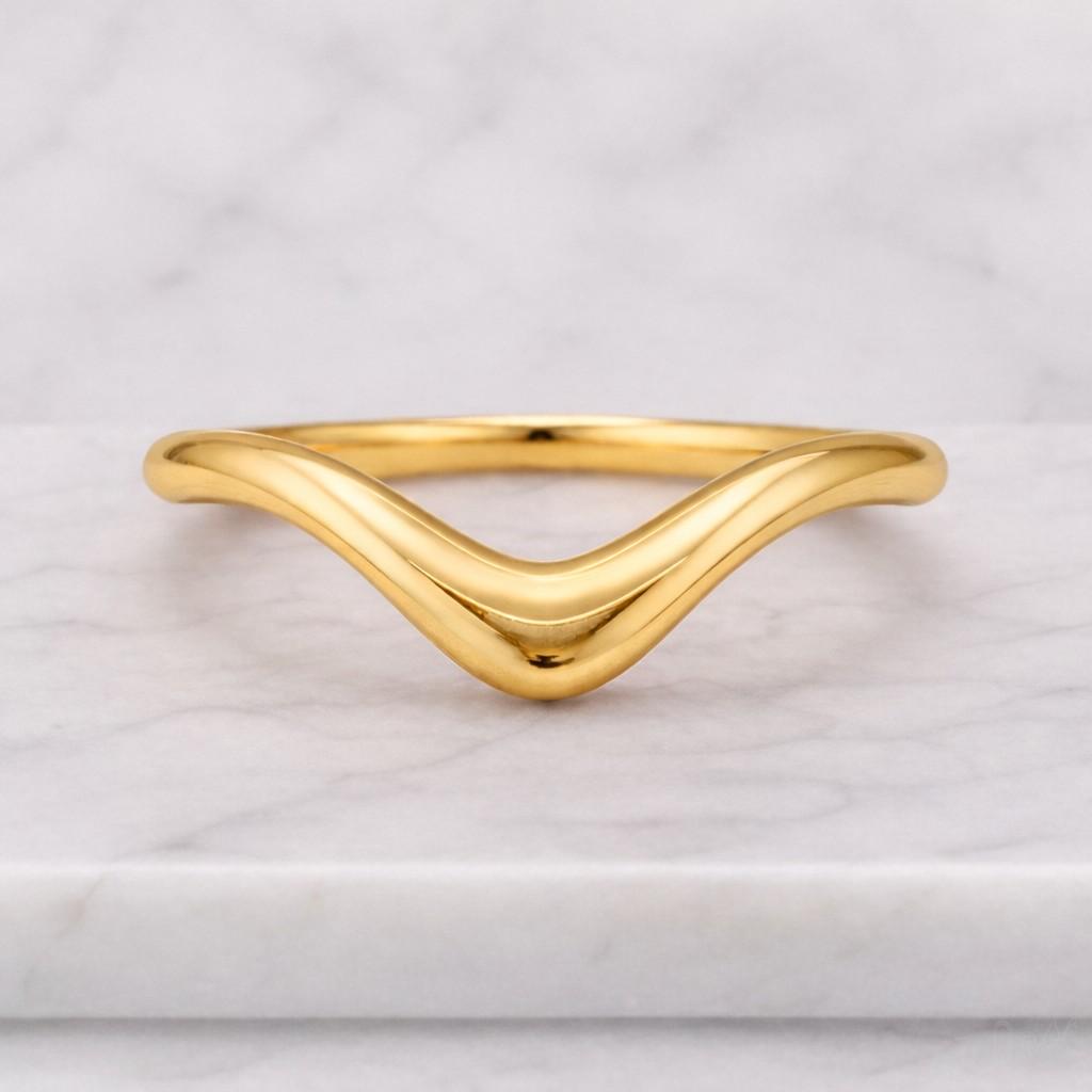 14k solid gold curved wedding band, 14k gold matching band, dainty gold ring, real gold jewelry, plain gold stacking ring for women
