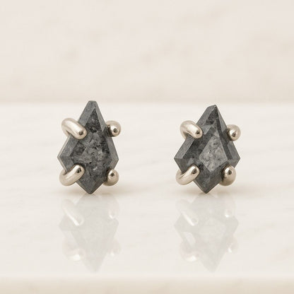 Stud Earring Salt And Pepper Round Rose Cut Diamond Earring Solitaire Earring 14k Yellow Gold Earring Minimalist Earring Christmas Gift idea