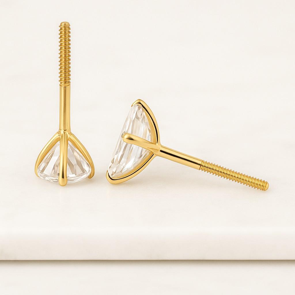 Stunning Natural Diamond Stud Earrings Baguette Diamonds in 14k Gold Perfect for Special Gift