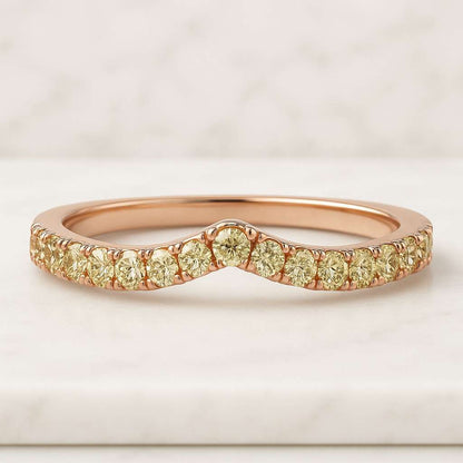 Curved Moissanite Wedding Band Sterling Silver or