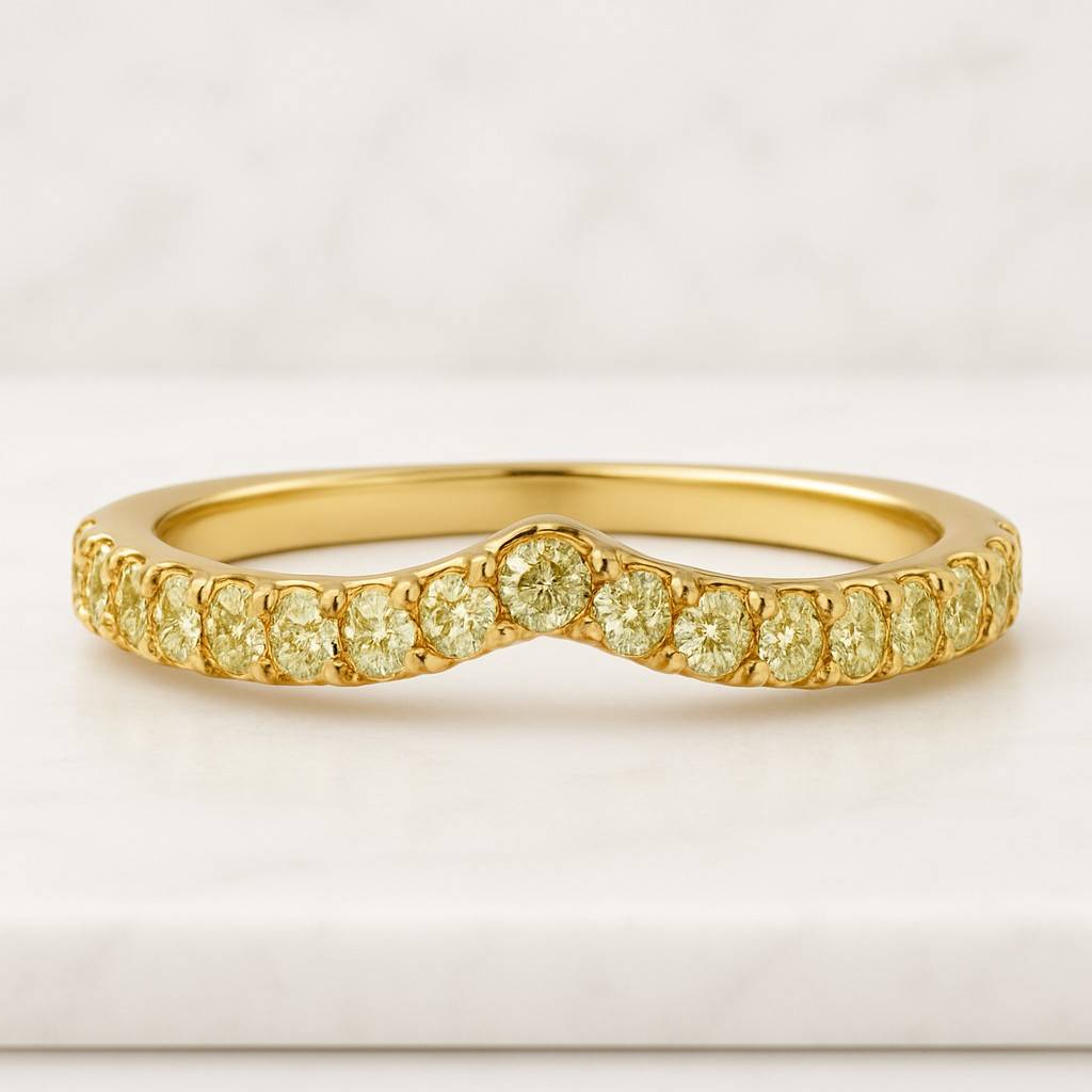 Sustainable Wedding Band for Women  Simulated Diamond Ring  Chevron Moissanite