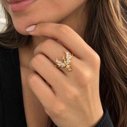 Swan Lab Grown Diamond Engagement Ring  Marquise Cut Nature Inspired Bird Ring  Unique 14K Gold Promise Ring