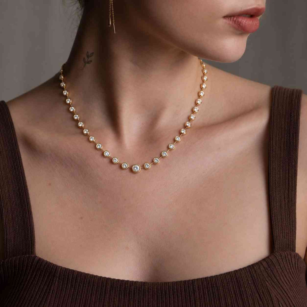 Swarovski Invisible Necklace BIG Gold SMALL Pendant, Transparent Nylon Choker Solitaire, Silver, Gold, Customizable, Hanging Diamond
