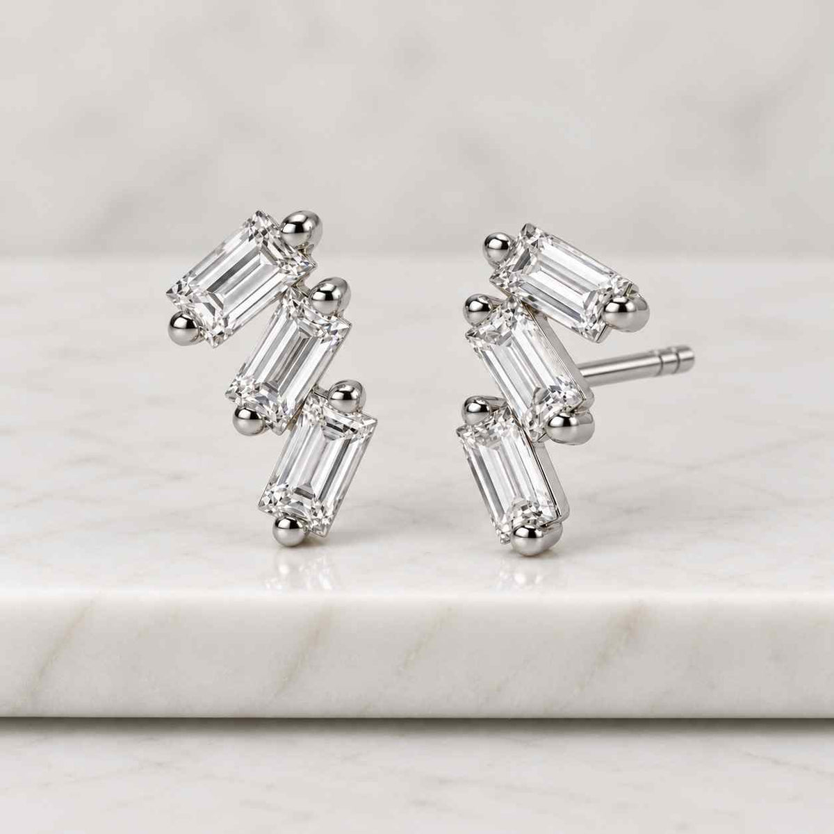 tapper bagueuette lab grown diamond stud earrings, 0.75 tcw stud lab diamond earrings
