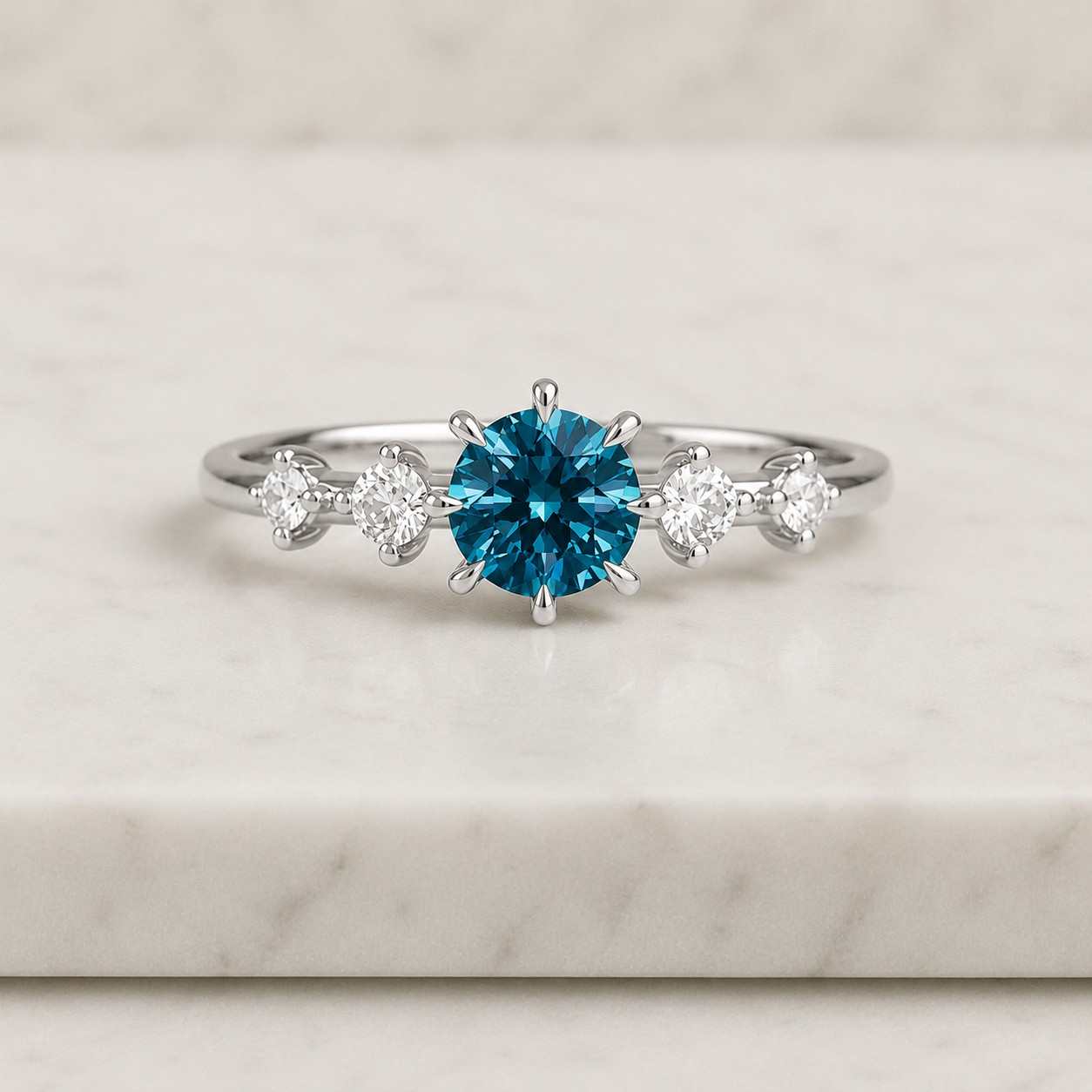 Teal Sapphire Engagement Ring Moissanite Cluster Ring Oval Shape Gemstone Ring Anniversary Gifts 14K Solid Rose Gold Ring Promise Ring
