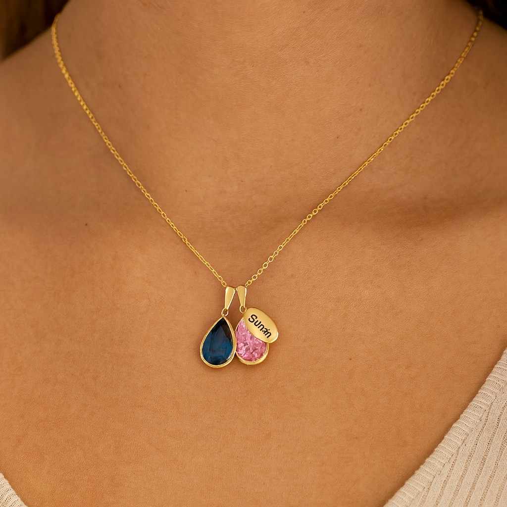 Teardrop Opal Pendant Necklace 18K Gold Plated Birthstone Jewelry Birthday Gift Christmas Gifts