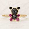 Teddy Bear Rose Cut Diamond and Black Sapphire Ring