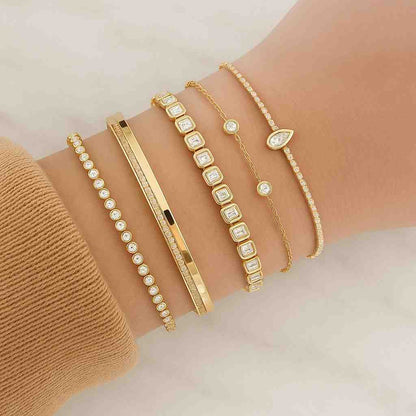 Old European Cut CZ Stone Tennis Bracelet 925 Silver Bracelet Wedding Engagement Bracelet