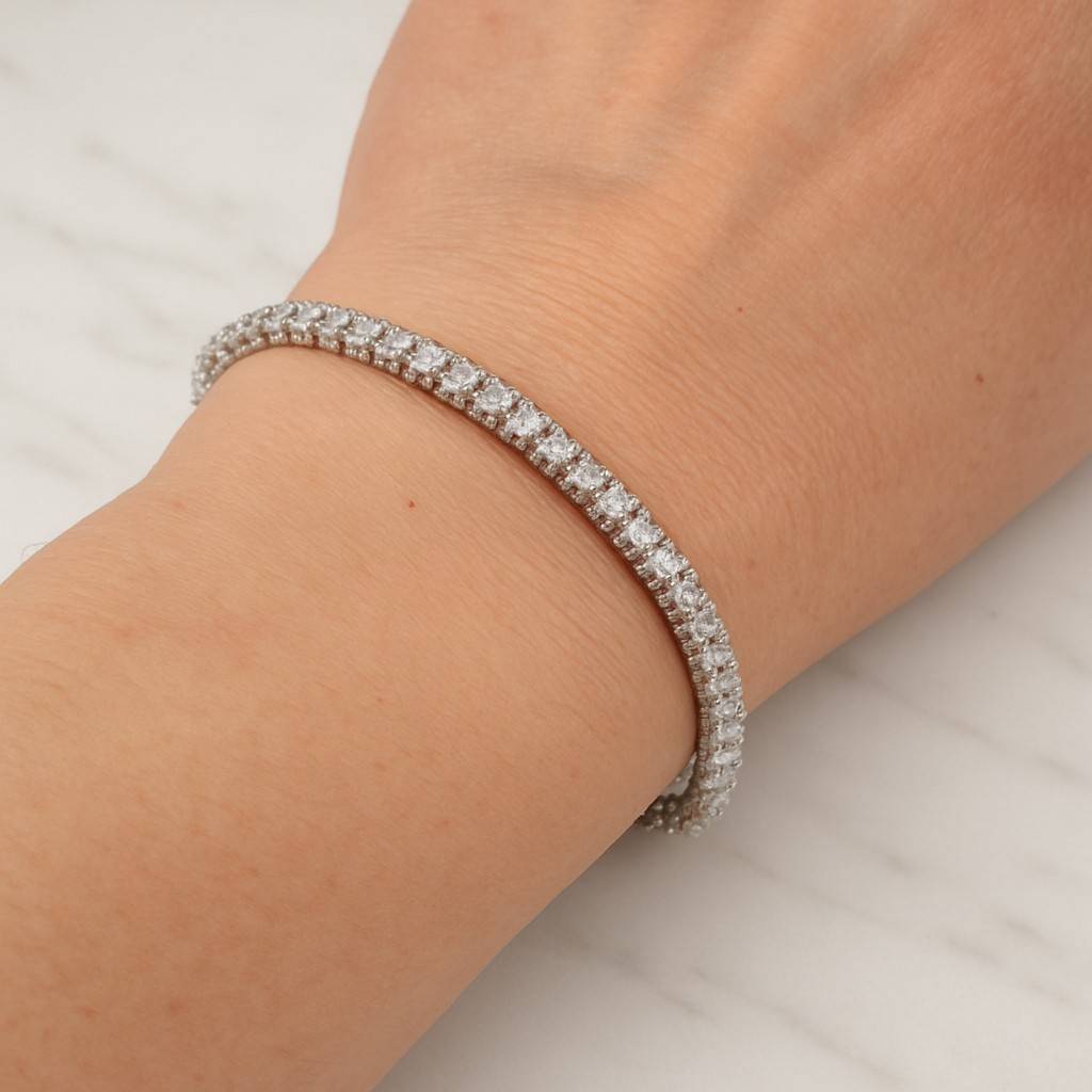 Tennis Chain Gold Stackable Bracelet Bridal Jewelry Gift for Her