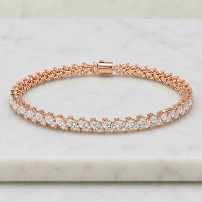 Dainty Marquise Tennis Bracelet, Gold Oval Diamond Bracelet, Gift for Her, Bridal Wedding Jewelry, Elegant Bridal Bracelet, Tennis Bracelet
