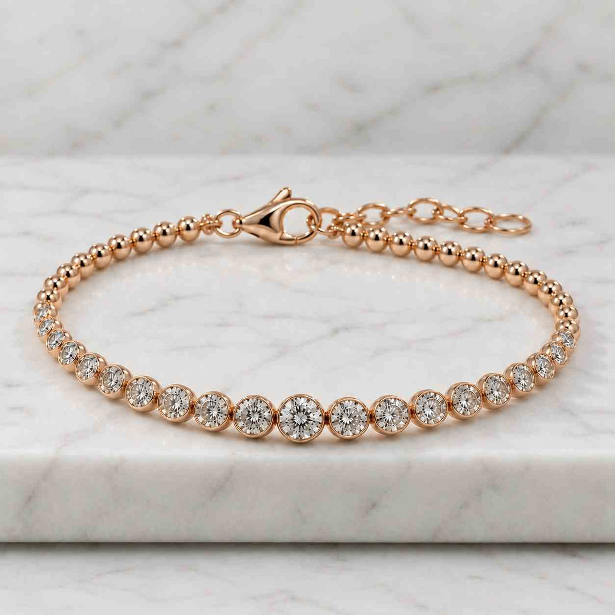 Tennis Bracelet Moissanite Round Stones and 925 Silver Unisex Fit, Diamond-Tested Clarity, Modern Classic Design Bezel Set Bracelet
