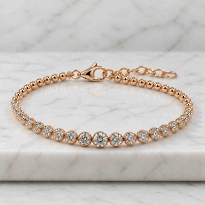 Tennis Bracelet Moissanite Round Stones and 925 Silver Unisex Fit, Diamond-Tested Clarity, Modern Classic Design Bezel Set Bracelet
