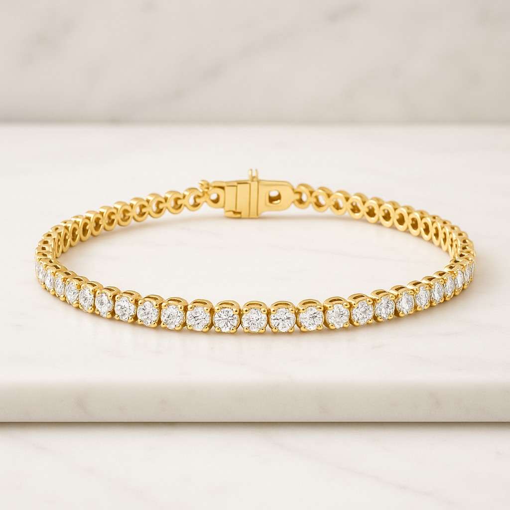 Tennis Bracelet in 14ct White Gold Round Brilliant Cut  Luxury Tennis Bracelet Gift for Her