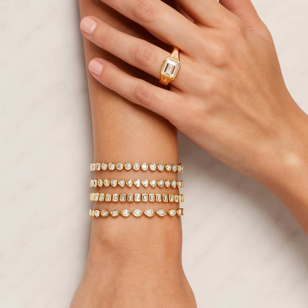 Tennis Bracelet with 8.00CT Round Cut Moissanite Diamonds