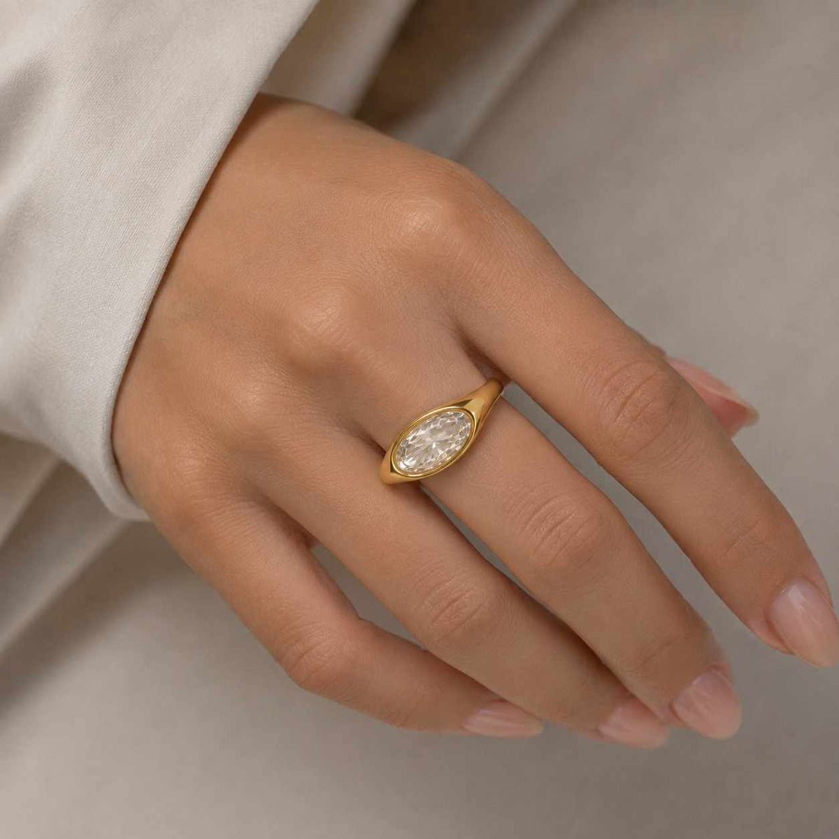 The One Engagement Ring, 2CT Oval Lab Diamond, IGI Certified, Solid 10K 14K 18K Gold Half Bezel, Unique Proposal Ring She'll Never Forge
