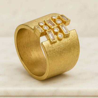 Thick Modern Band Ring, Diamond Band for Women, Cigar Band