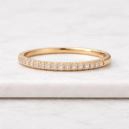 Lab Grown Diamond Half Eternity Ring in 18k Gold or Platinum | 2.9 mm Stacking Ring | Diamond Wedding Band | Comes with Certificate
