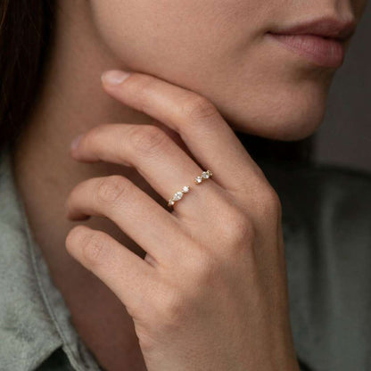 Thin Open Gap Stacking Ring Real Lab Diamond Open Cuff Wedding Ring Minimalist Custom Open Gap Band Ring for Her Women Cuff Stackable Band
