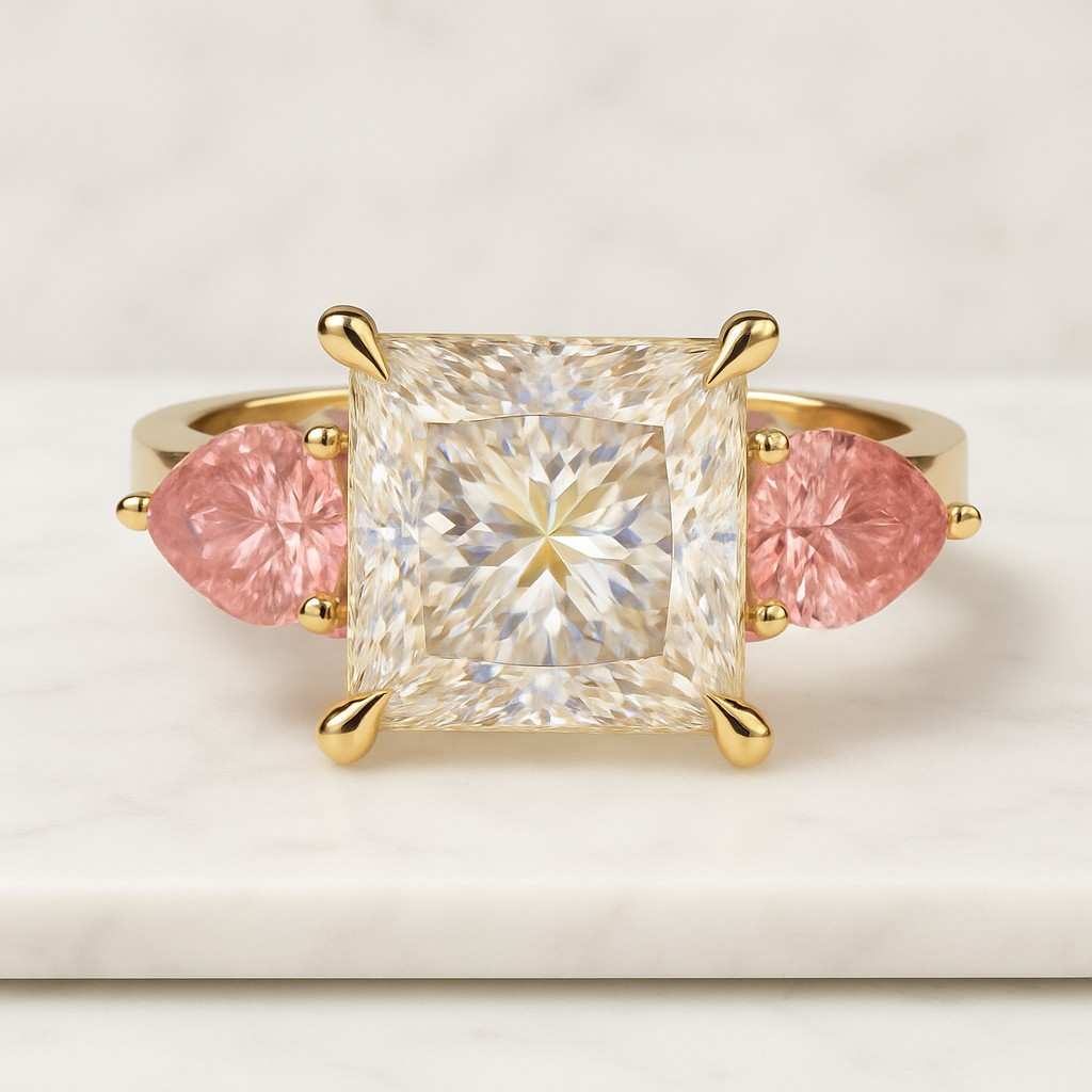 Pear Cut Lab Grown Diamond three stone Ring 0.60tcw Pear Diamond 3 stone Ring  Pear Engagement Ring Wedding Gift For Her 3 Stone Ring