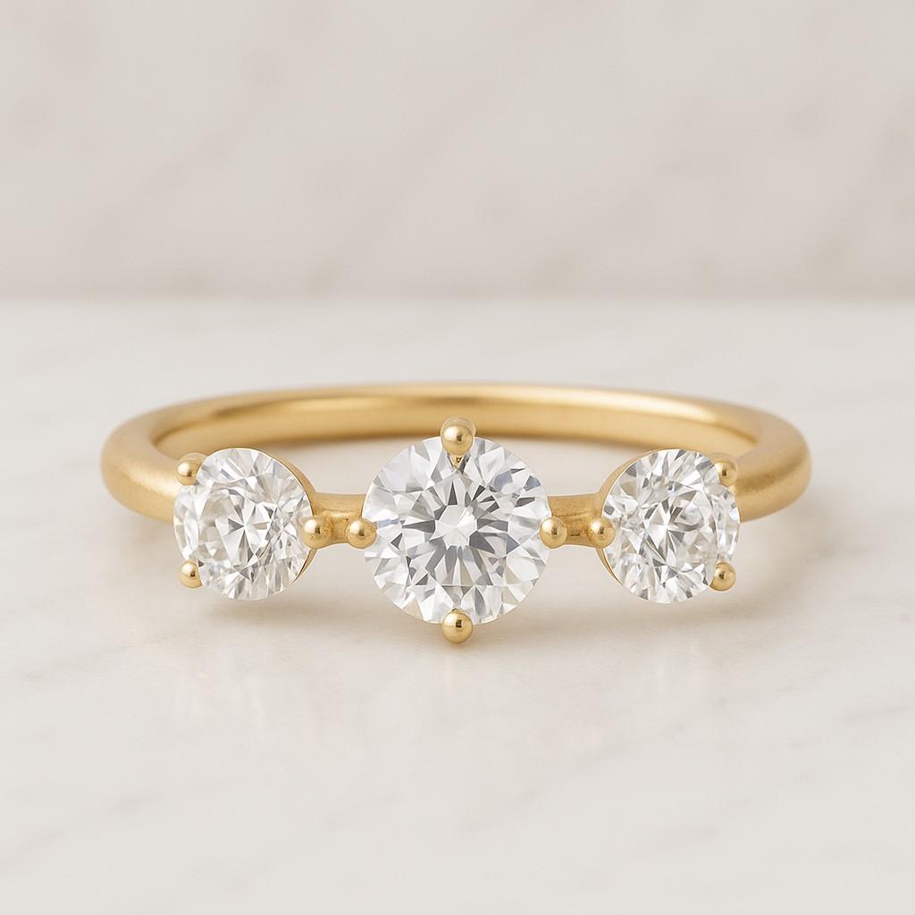 Moissanite Three Stone Ring Waterproof Sterling Silver Bridal Jewelry