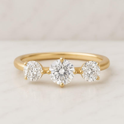 Moissanite Three Stone Ring Waterproof Sterling Silver Bridal Jewelry