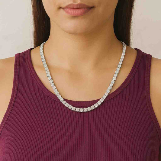 Three Prong Set Round Diamond Necklace Lab Diamond Necklace