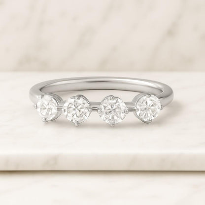 Three Sided Pave Band Stackable Band Anniversary Ring Gift for Her