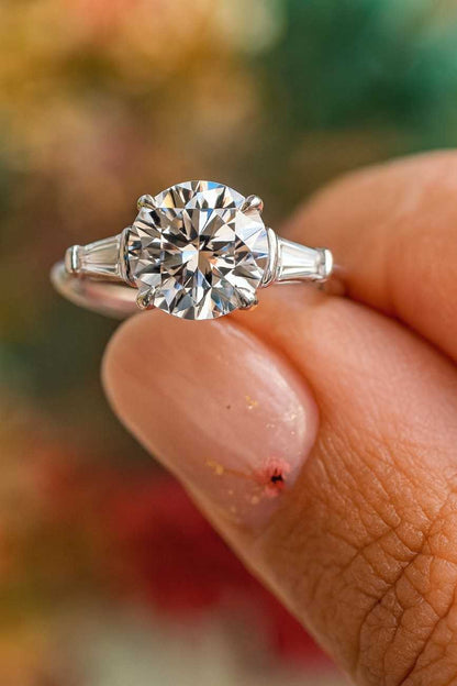 Three Stone Engagement Ring Brilliant Cut Diamond Ring