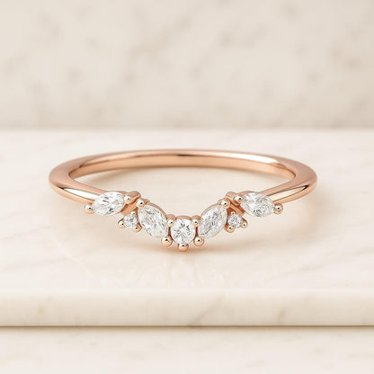 Three Stone Lab Grown Diamond Engagement Ring, Marquise Cut Blue Diamond with Side Stone Pear Cut Diamond Ring, Anniversary Gifts for Women
