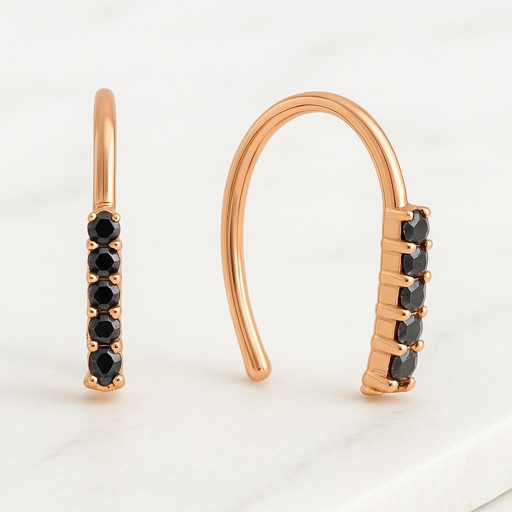 Three Stone Moissanite Bridal Earrings 14K Solid Gold Huggies Hoop Earring