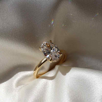 Three Stone Oval Cut Moissanite Engagement Ring, 14K18K Solid Gold With Pear Side Stone, 2.50 CT Oval Diamond Ring, 3 Stone Wedding Gift