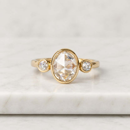 Three Stone Oval Engagement Ring Oval Engagement Ring With Pear Side Stones 2 Carat Oval Moissanite Ring IGI Certified Lab Grown Diamond
