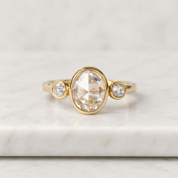 Three Stone Oval Engagement Ring Oval Engagement Ring With Pear Side Stones 2 Carat Oval Moissanite Ring IGI Certified Lab Grown Diamond
