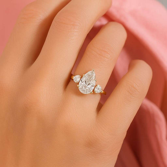 Three Stone Pear Engagement Ring