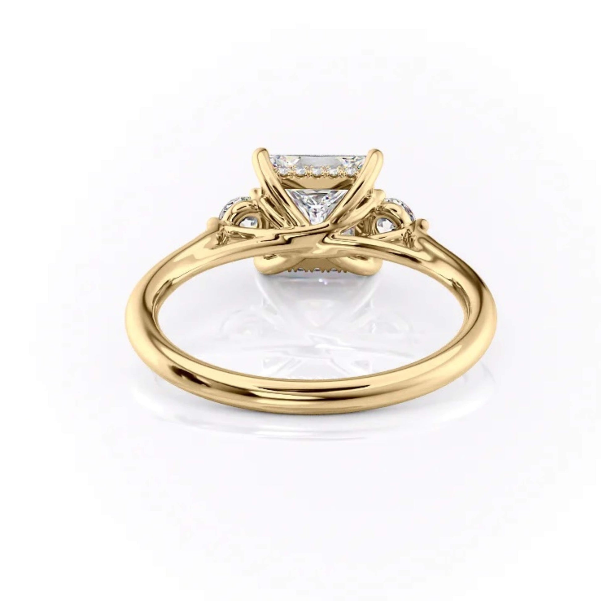 Three Stone Ring, Princess Cut Moissanite Engagement Ring, Trilogy Wedding Ring