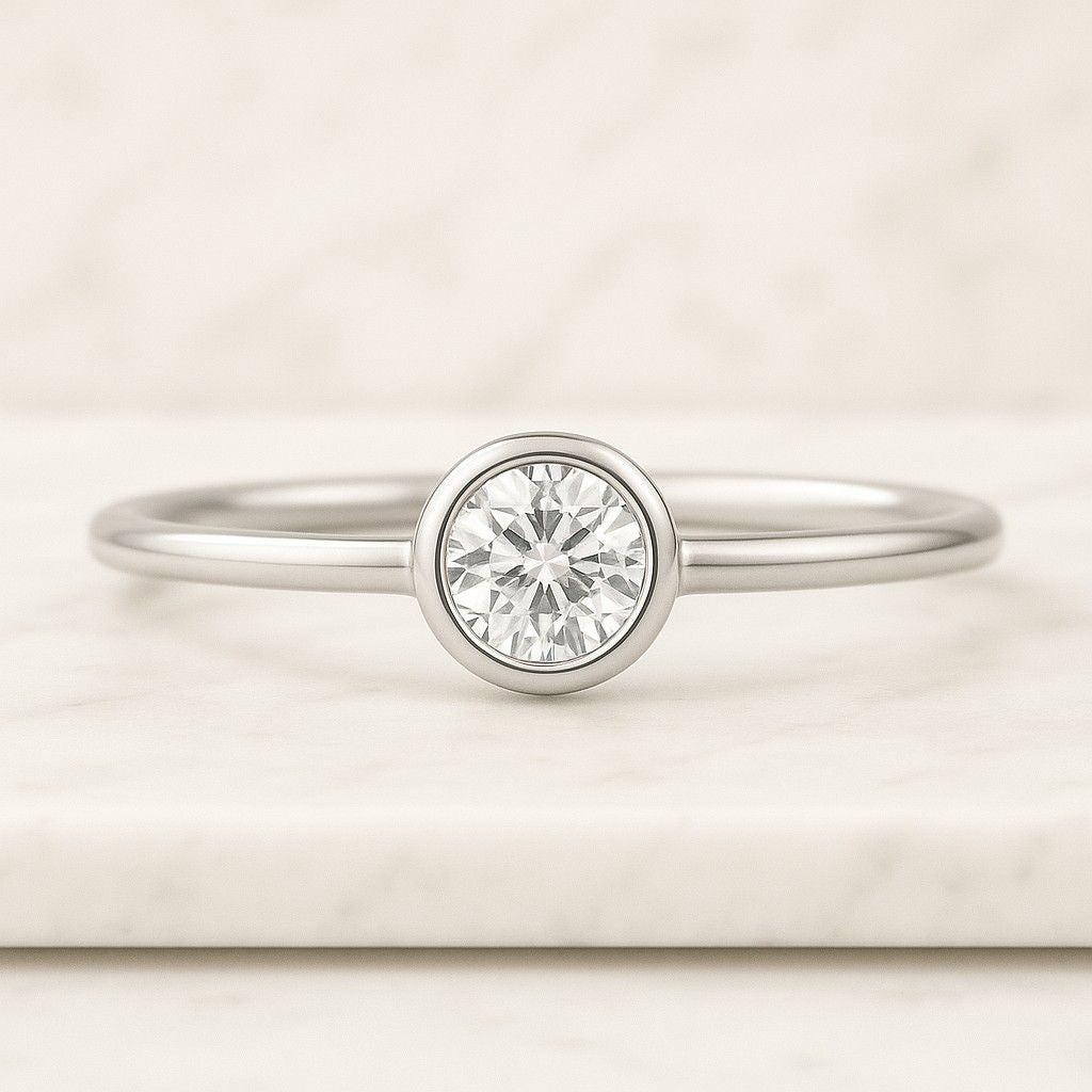 Three Stone Wedding Band, Asscher & Round Cut Colorless Moissanite Band