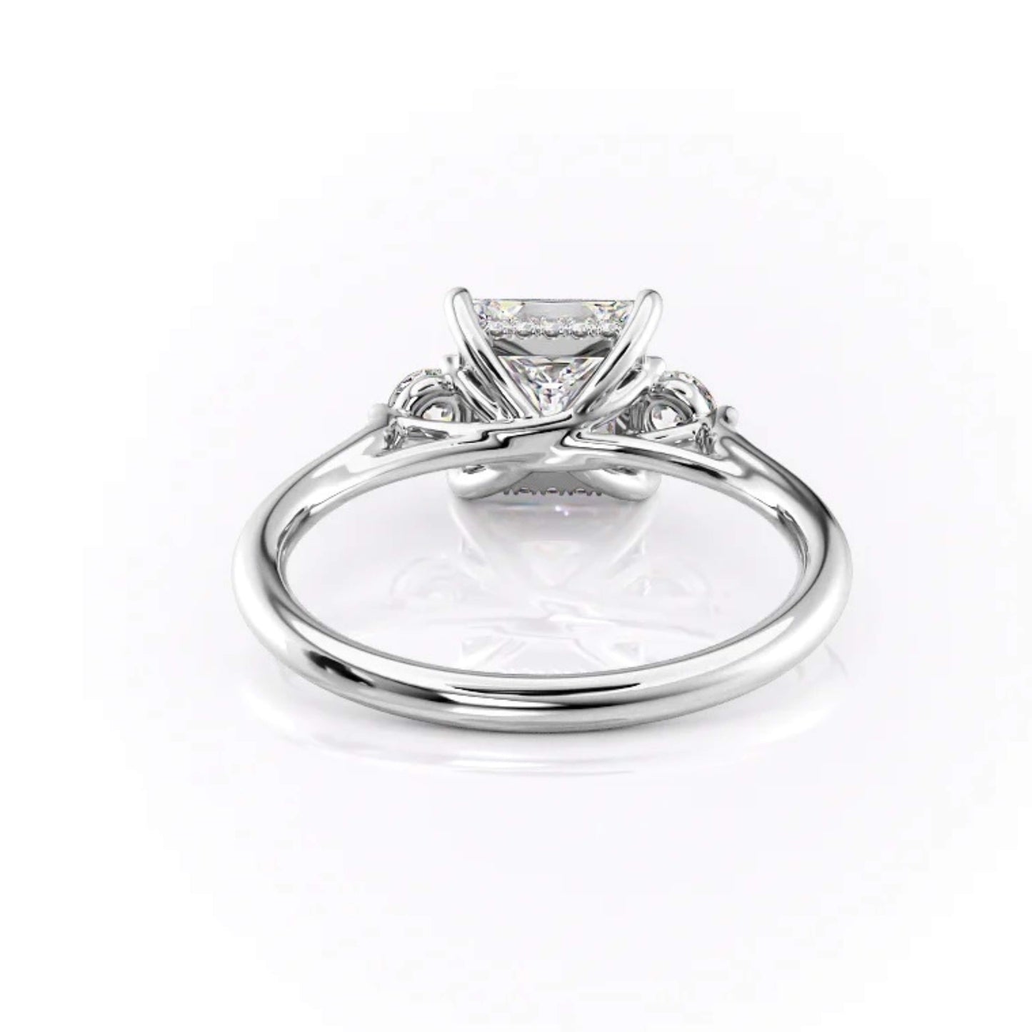 Three Stone Wedding Ring, Anniversary Gift Ring, 14K White Gold Princess Cut Ring