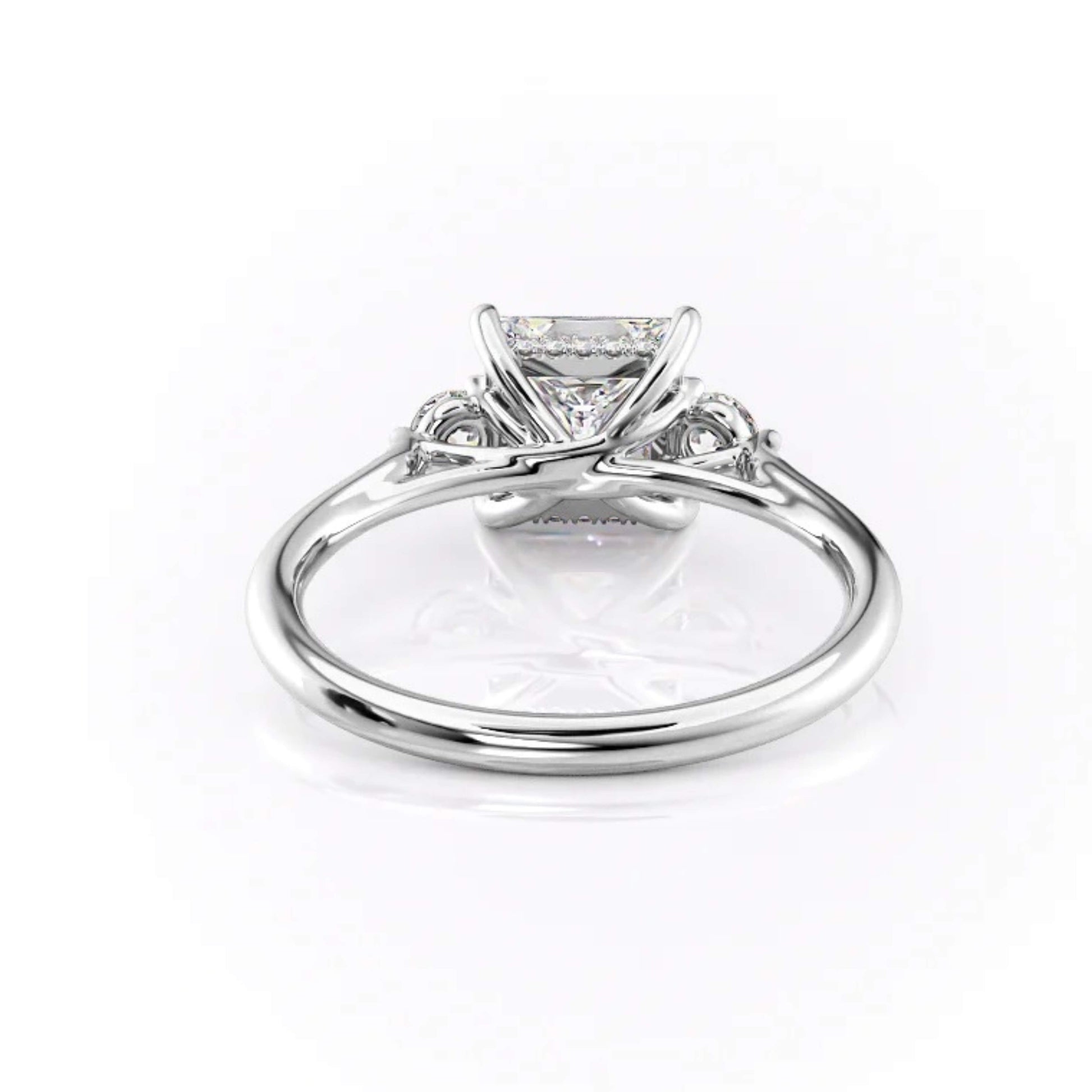 Three Stone Wedding Ring, Anniversary Gift Ring, 14K White Gold Princess Cut Ring