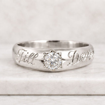 14k Gold "Till Death" Diamond Ring: Vintage Style Engagement Jewelry | Gift for her, Minimalist Jewelry, Silver/Vermeil/Plated Jewelry
