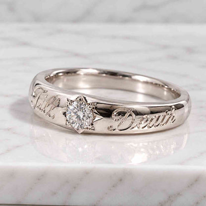 Till Death Do Us Part Diamond Ring In 10k Gold | Minimalist Dainty Ring | Stacking Engagement Ring, Fine Jewelry Gift For her
