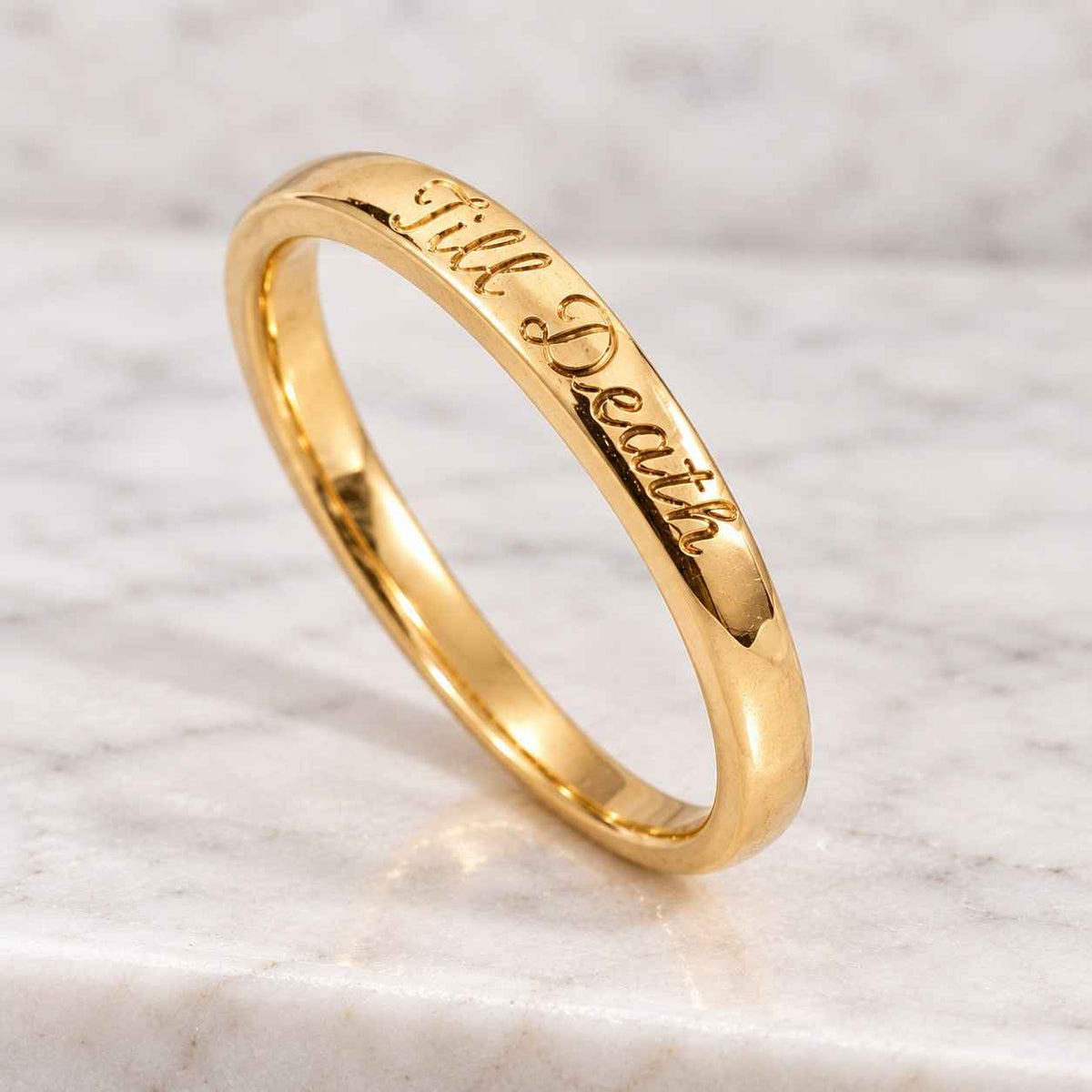till death minimalist band 10k 14k solid gold promise ring anniversary valentine gift romantic fine jewelry timeless couple design
